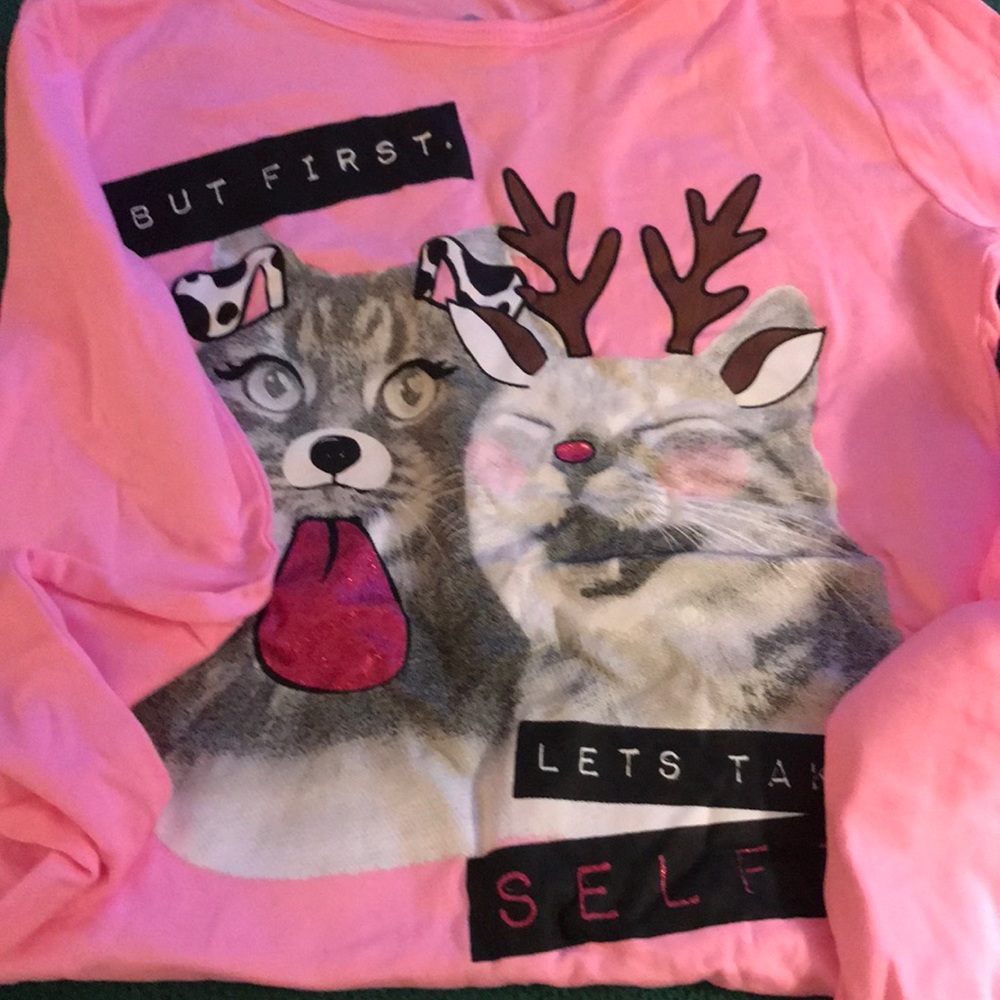 But first let’s take a selfie girls pj’s